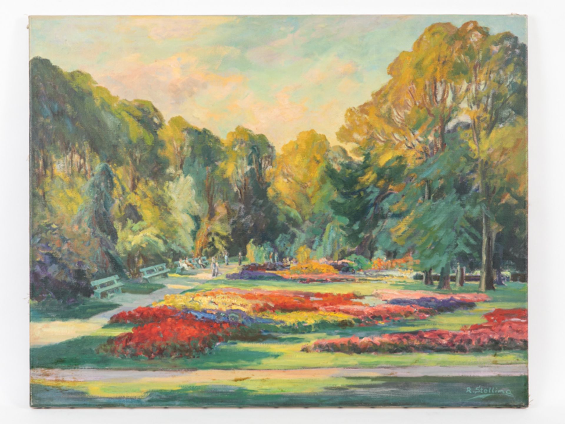 Stellling, Rudolf (1907 - 1989). Öl auf Leinwand, "Rencks Park in Neumünster (Holstein)", 196