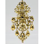Antiker Anhänger mit Diamanten, zus. ca. 0,8 ct, Spanien 16./ 17. Jh. 750/- Gelbgold. Gesamtge