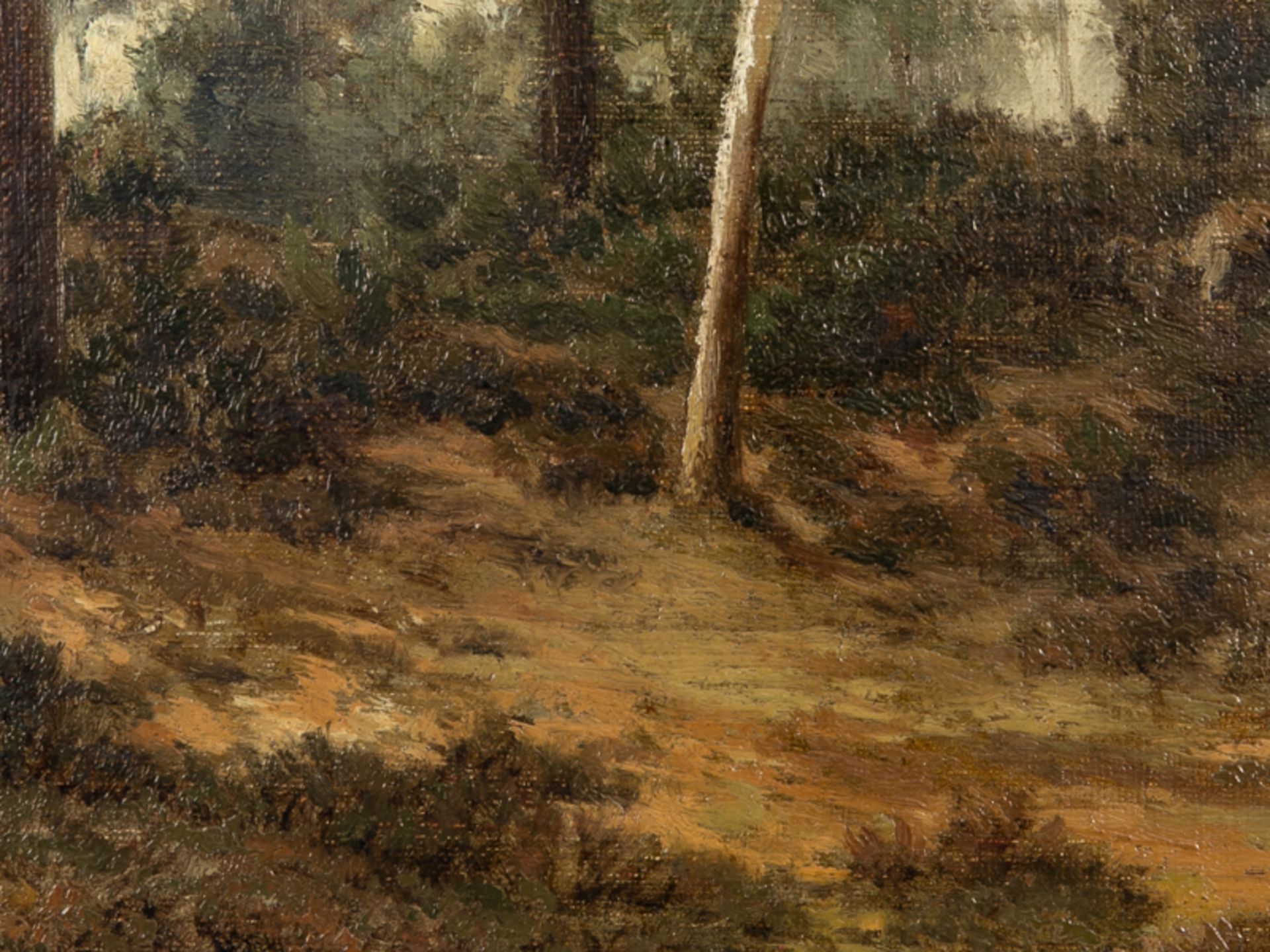 Burnitz, Carl Peter (1824 - 1886). Öl auf Malkarton; "Waldpartie"; studienartiges Landschaftsm - Image 2 of 6
