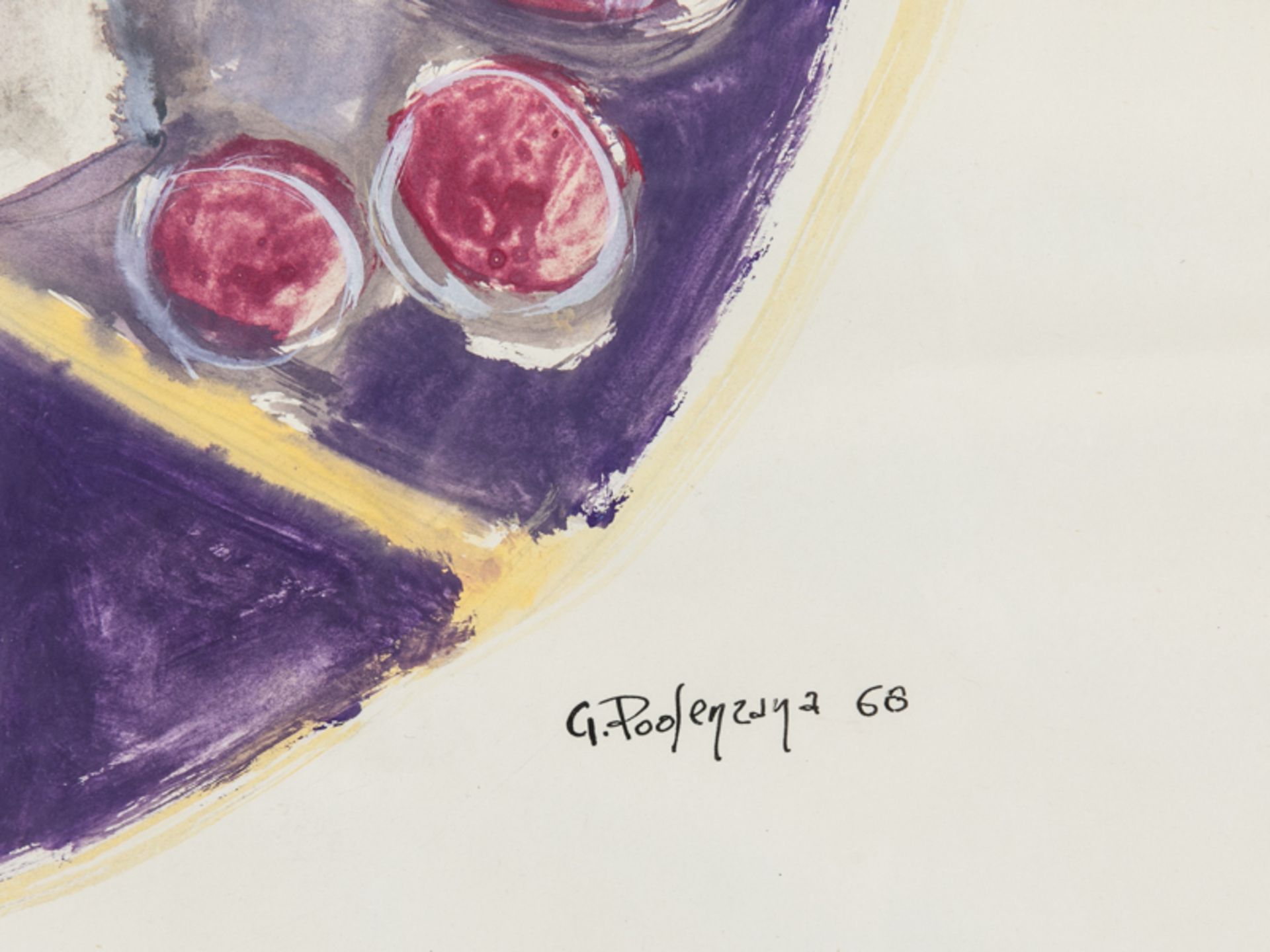 Podenzana, Geraldo (1940 - 2010). 2 Farb-Aquarelle über Federzeichnung, "Abstrahierte Figurenm - Bild 2 aus 6