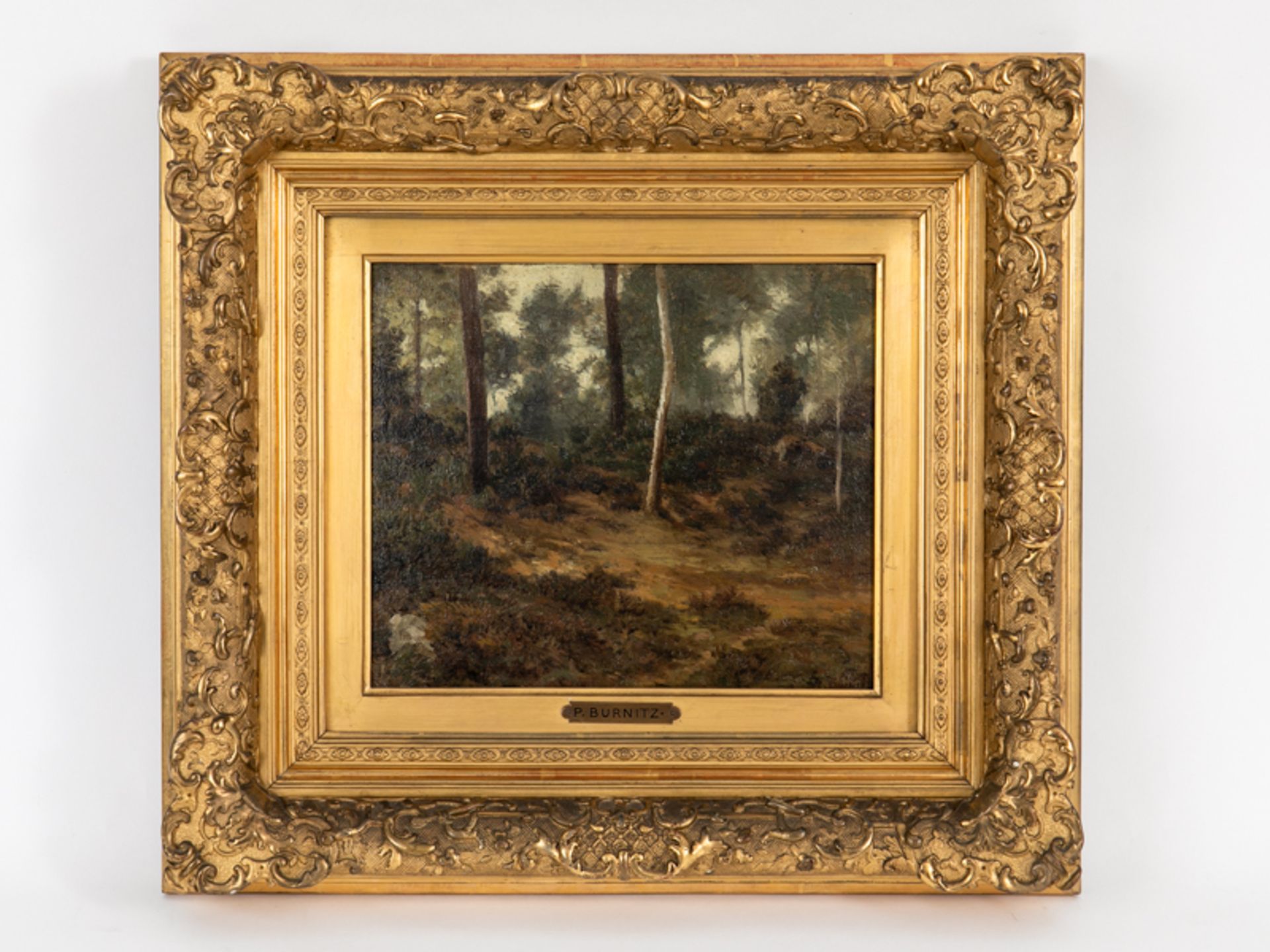 Burnitz, Carl Peter (1824 - 1886). Öl auf Malkarton; "Waldpartie"; studienartiges Landschaftsm