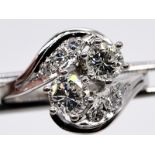 Ring "Toi & Moi", mit 2 Brillanten, zus. ca. 0,93 ct, 70- er Jahre. 585/- Weißgold. Gesamtgewi