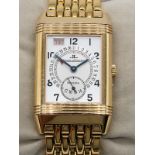 Goldene Armbanduhr (Unisex), Jaeger le Coultre "Reverso", um 2000. 750/- Weißgold. Gesamtgewic