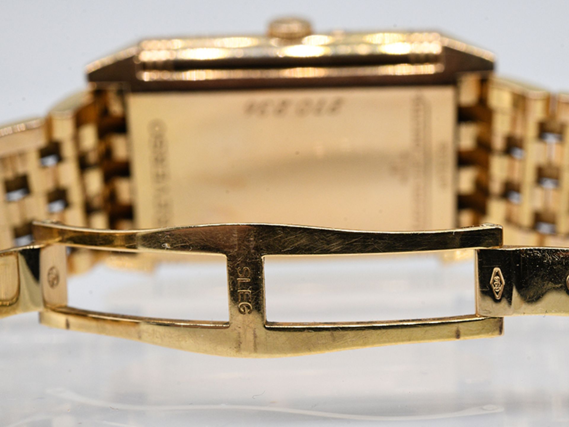 Goldene Armbanduhr (Unisex), Jaeger le Coultre "Reverso", um 2000. 750/- Weißgold. Gesamtgewic - Bild 6 aus 7