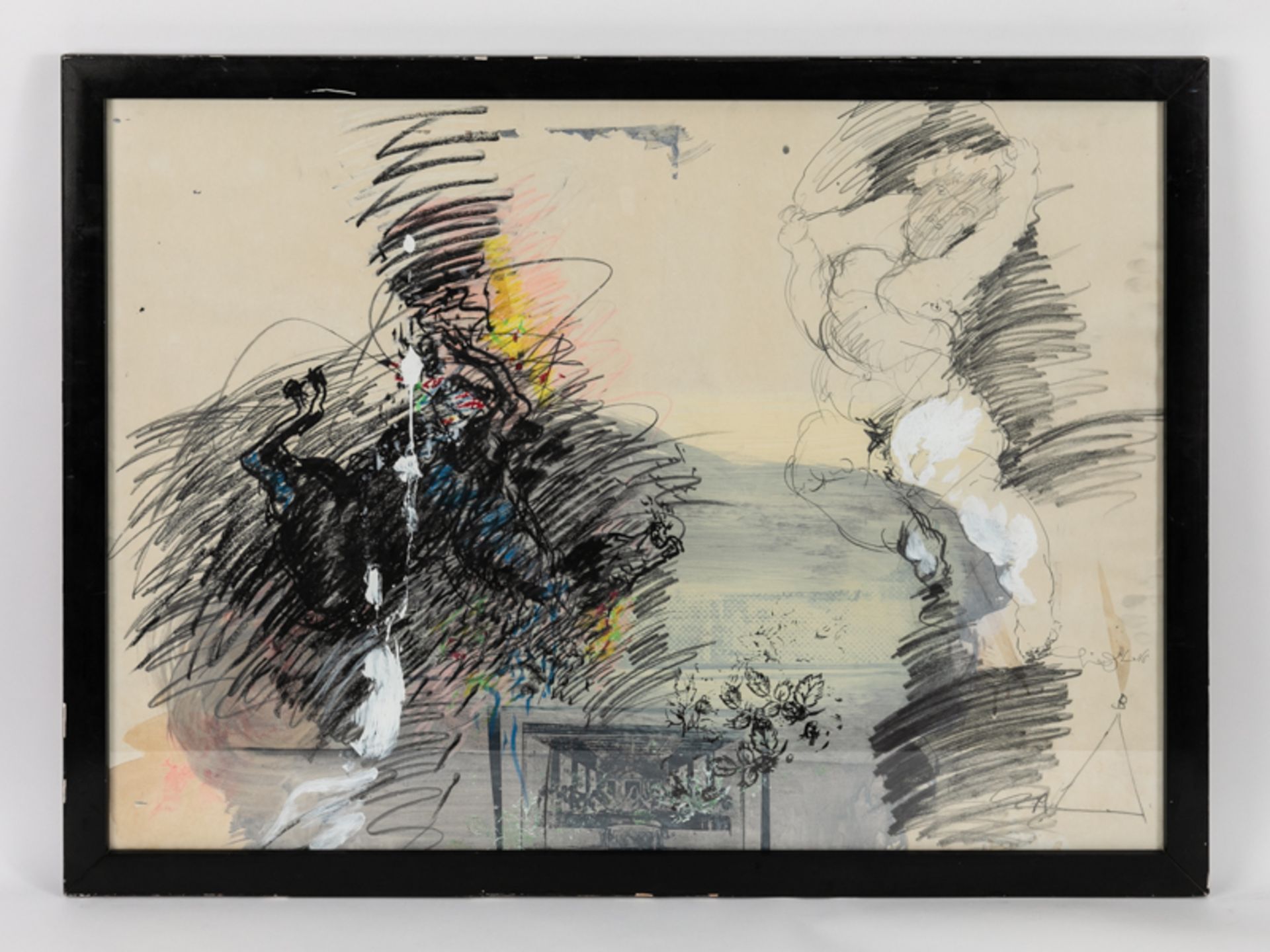 Lifshitz, Uri (1936 - 2011). Mischtechnik auf Papier, "Pferd 2" (teils abstrakte Farbkompositio