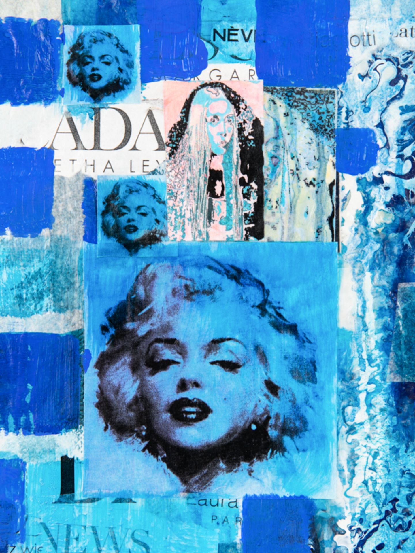 Bednorz, Peter (* 1960). Collage auf Leinwand, "Die Frau im Sternzeichen Blau", 1999; in variie - Bild 2 aus 9