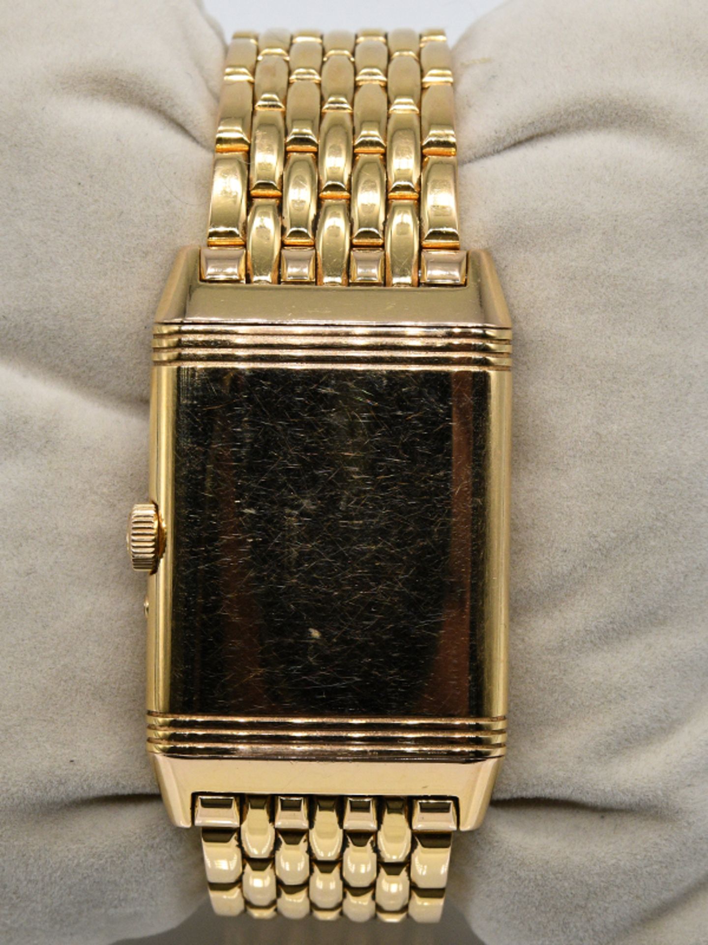 Goldene Armbanduhr (Unisex), Jaeger le Coultre "Reverso", um 2000. 750/- Weißgold. Gesamtgewic - Bild 4 aus 7