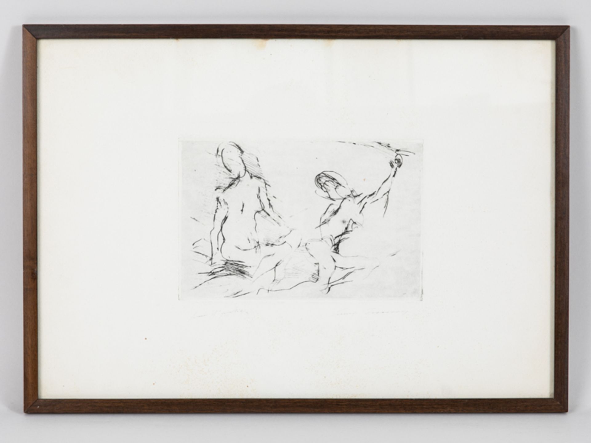Unbekannter Lithograph, 20. Jahrhundert. "Zwei weibliche Akte", skizzenhaft abstrahierte Darste