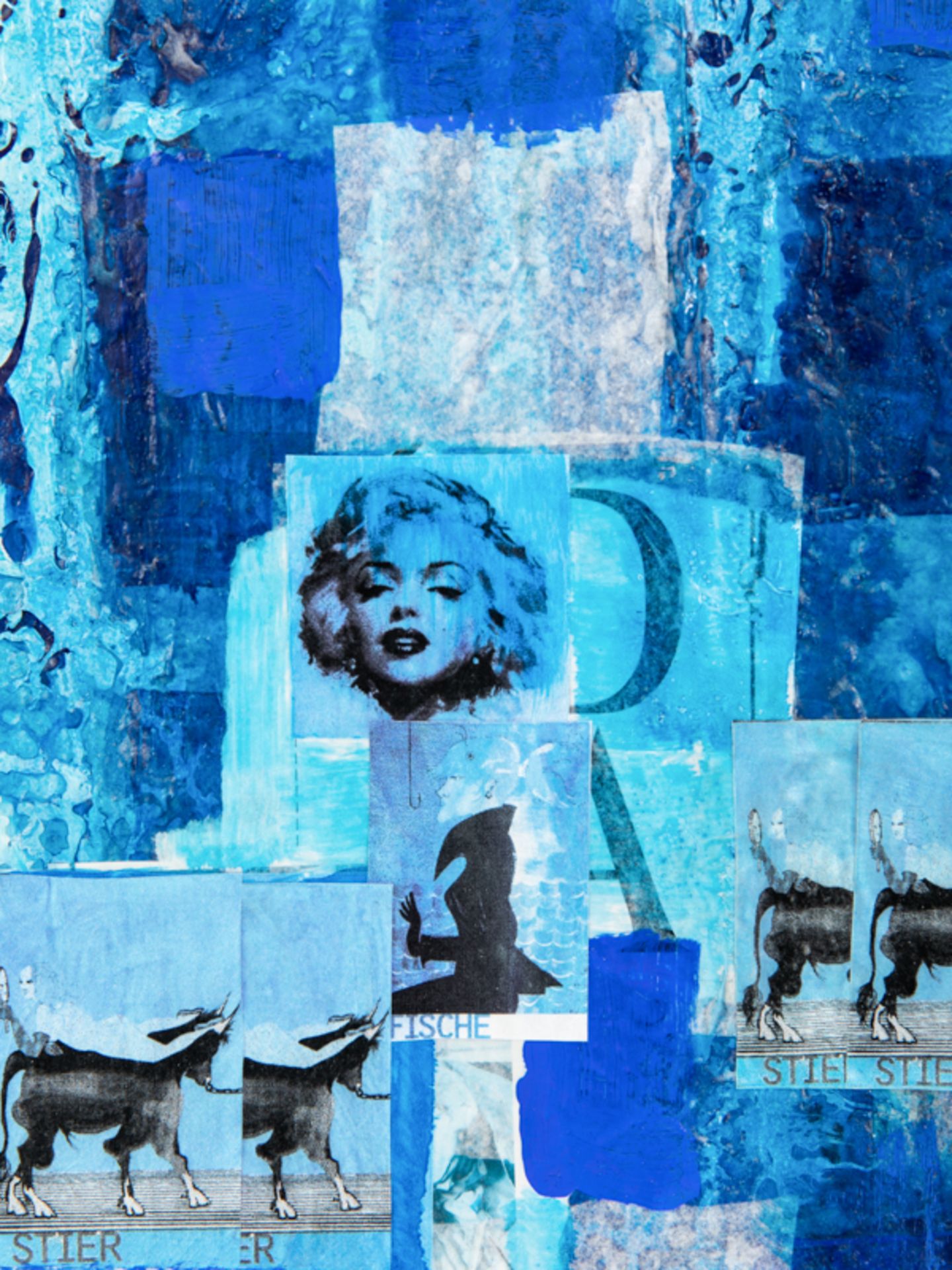 Bednorz, Peter (* 1960). Collage auf Leinwand, "Die Frau im Sternzeichen Blau", 1999; in variie - Image 6 of 9