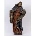Große sakrale Barock-Skulptur (Hl. Maria ?); wohl süddeutsch; 18. Jh.Holz; geschnitzt und mit