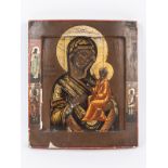 Ikone "Gottesmutter von Tichwin"; Rußland; wohl 19. Jh.Holz mit Temperamalerei auf Kreidegrund;