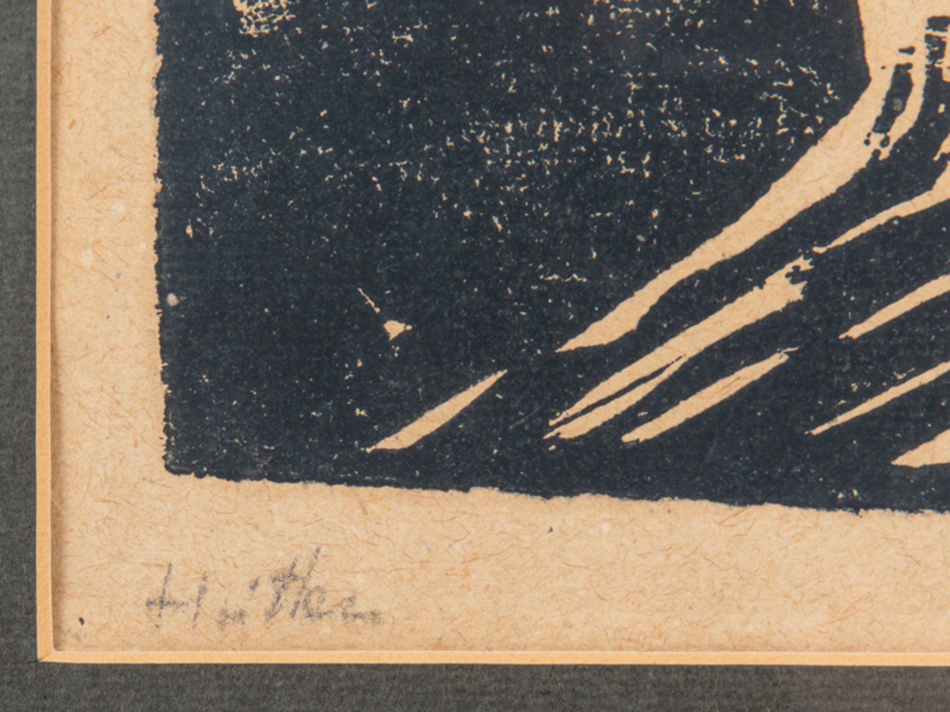 Pechstein; Hermann Max (1881-1955).<br><br>Holzschnitt "Hütten"; 1910; unten rechts signiert und dat - Bild 4 aus 5