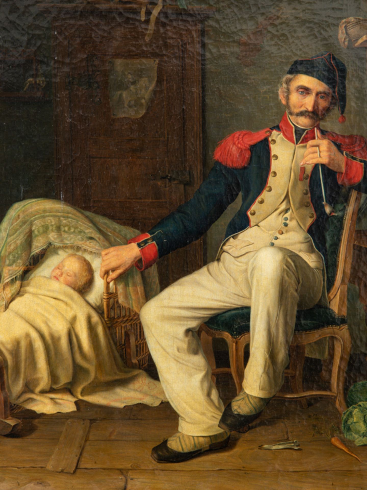 von Rustige; Heinrich Franz Gaudenz (1810 - 1900).Öl auf Leinwand; " Der alte Soldat"; 1832; - Image 2 of 3