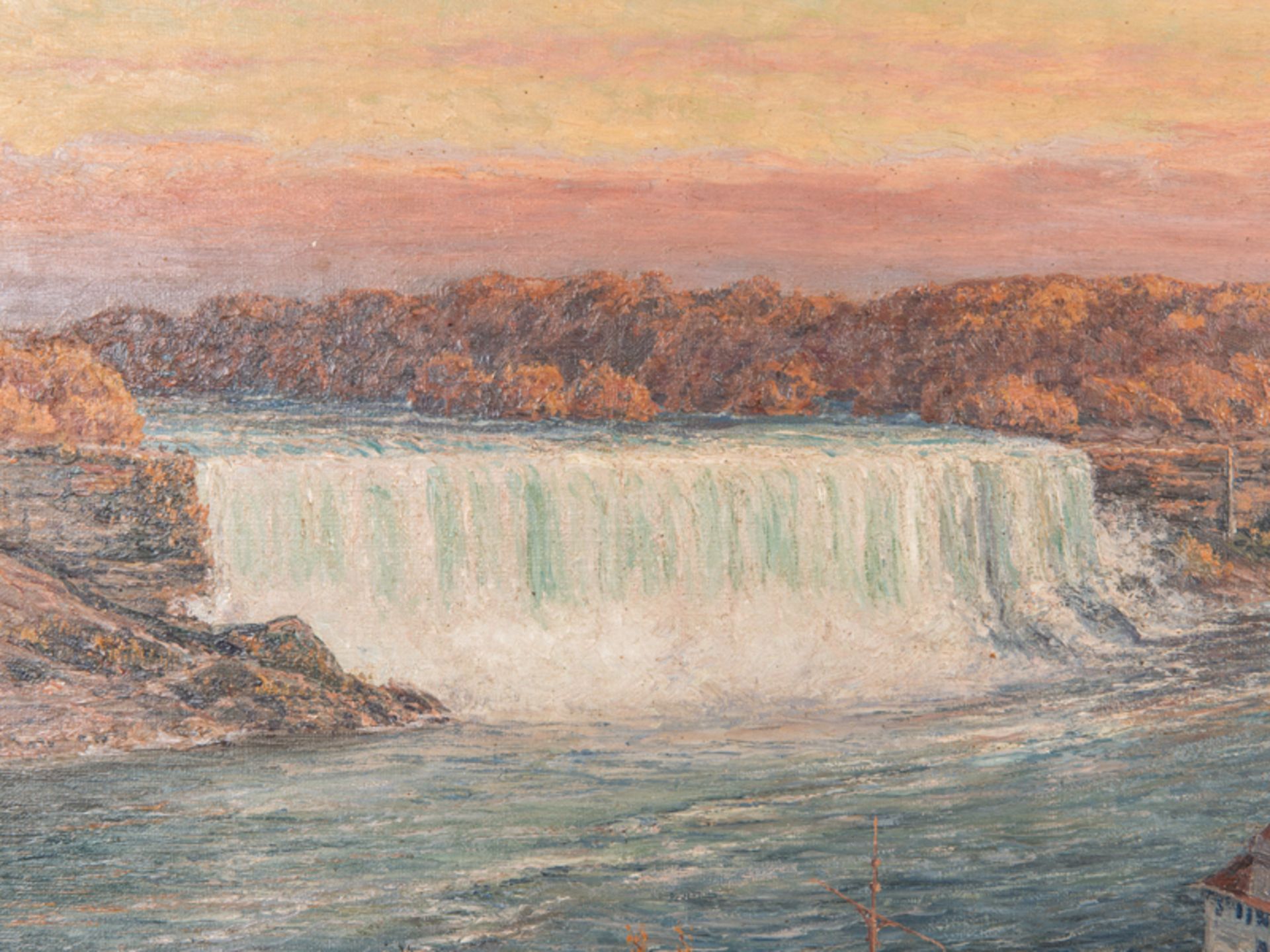de Bruycker; Richard (1884 - 1948).Öl auf Leinwand; "Niagarafälle in der Abendstimmung"; 1928; - Image 3 of 6