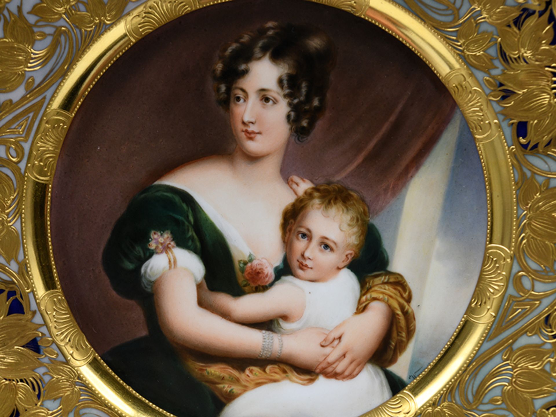 Prunk-Bildteller "Lady Dover & Child" nach Gemälde von Thomas Lawrence; im Alt-Wiener Stil (Royal - Image 2 of 4