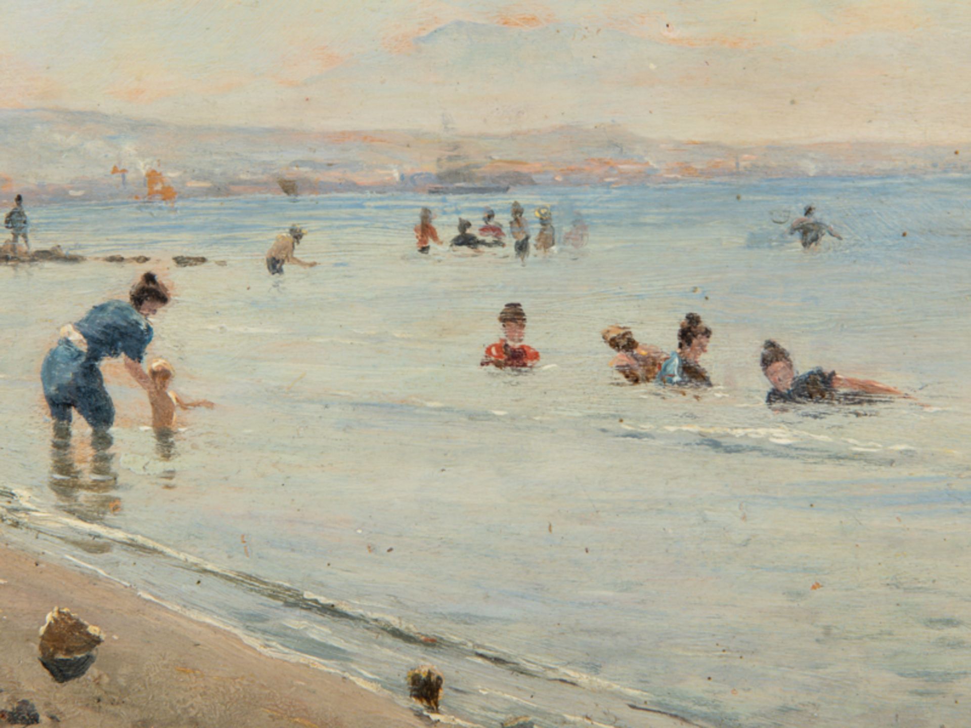 Hvitfeldt-Jerichau; Holger (1861 - 1900).Öl auf Holz; "Sommerliche Strandszene an südlicher - Image 3 of 6