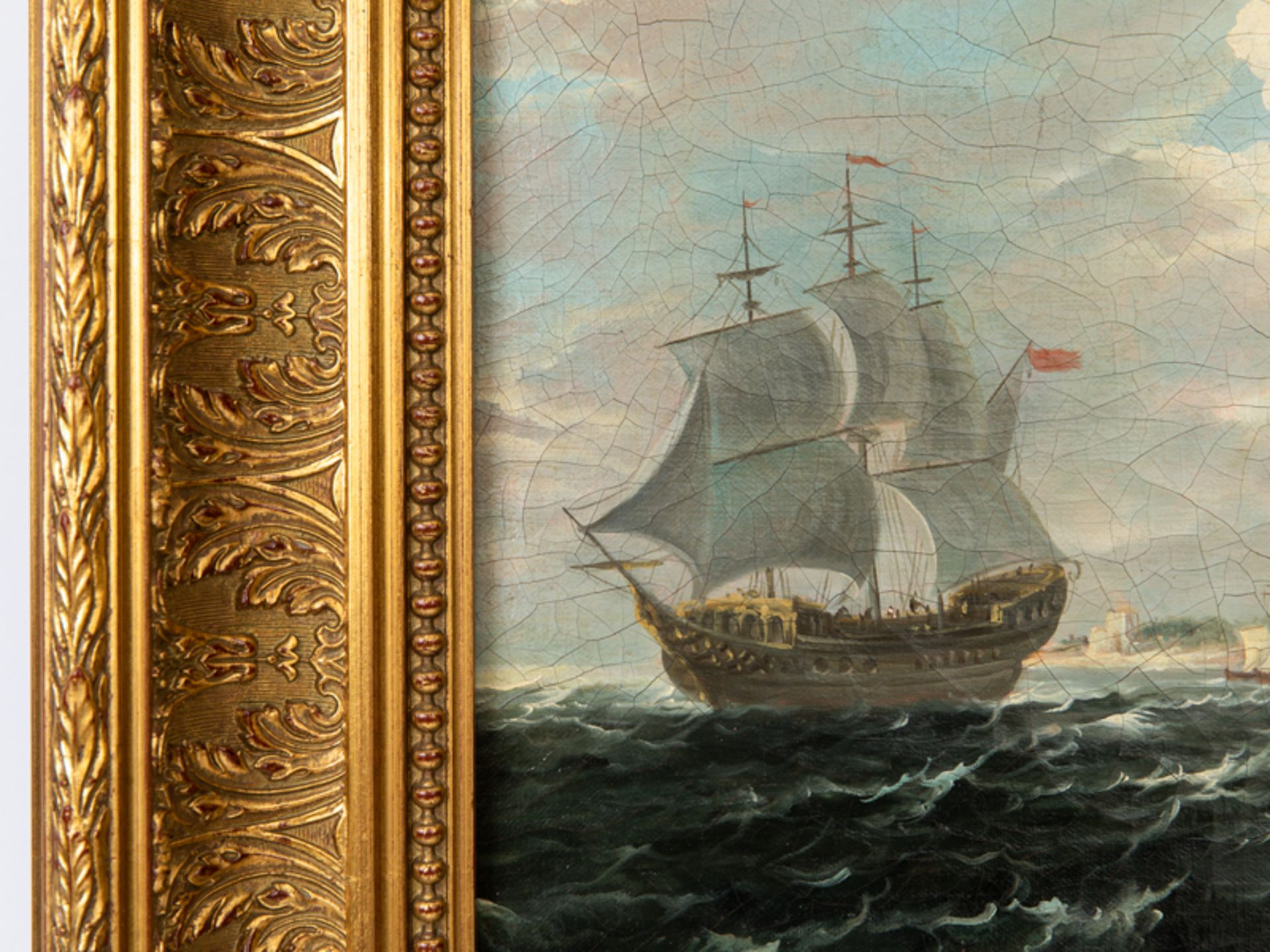 Holländischer Marinemaler des 19. Jh. (bez. "van Dören"?).Öl auf Leinwand; Paar Gegenstücke " - Image 4 of 11