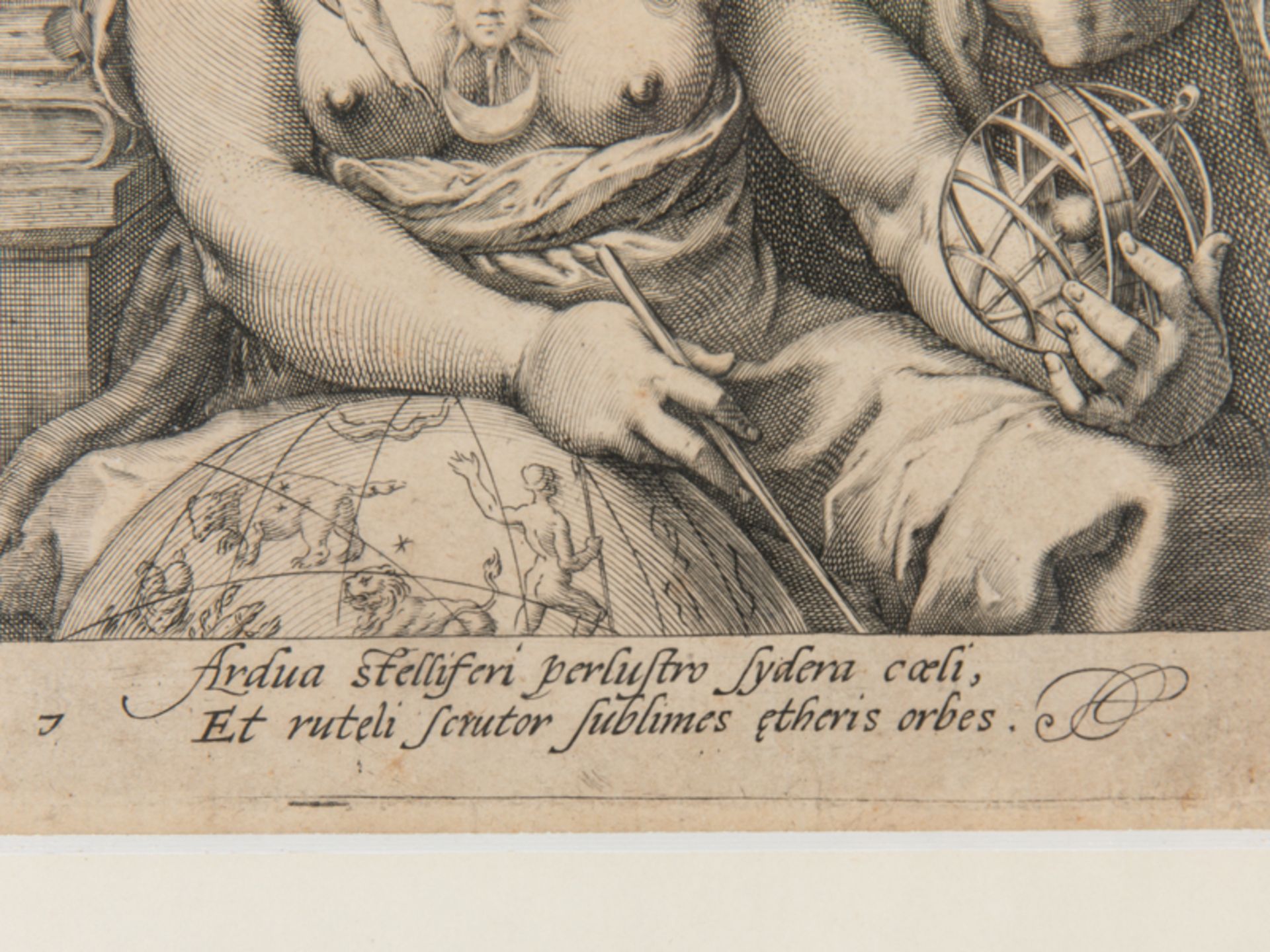 Drebbel; Cornelis (1572-1633).Kupferstich "Die Astronomie" aus der Folge "Die Sieben Freien - Image 3 of 4