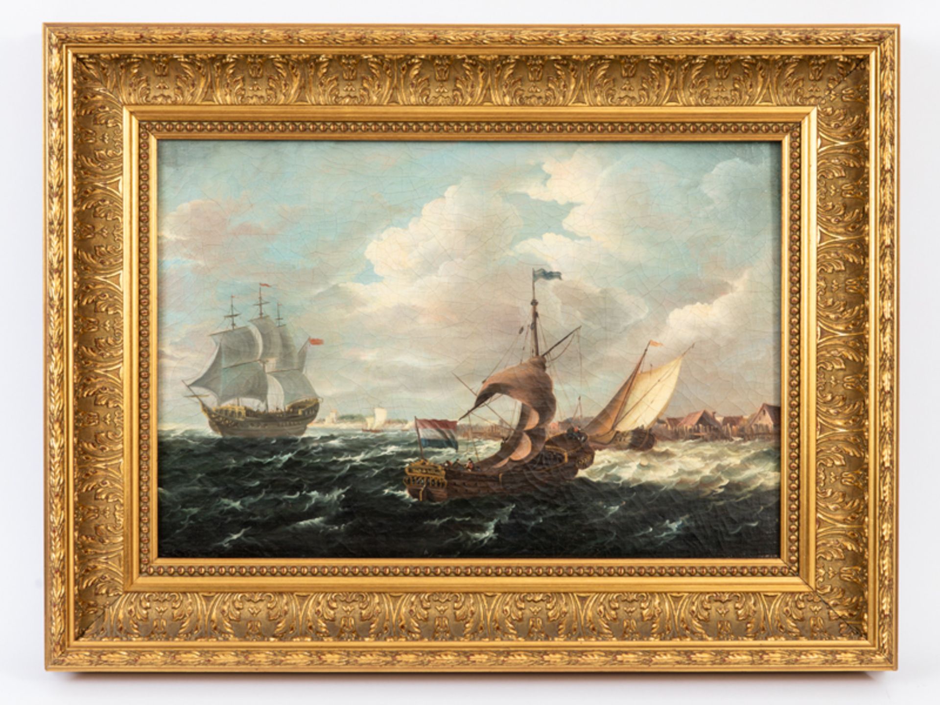 Holländischer Marinemaler des 19. Jh. (bez. "van Dören"?).Öl auf Leinwand; Paar Gegenstücke " - Image 2 of 11