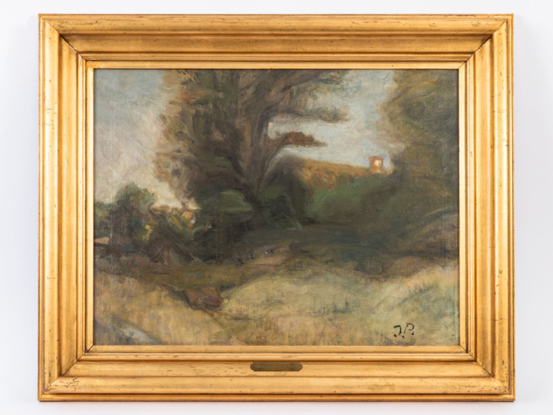 Paulsen; Julius (1860 - 1940); zugeschrieben.Öl auf Leinwand; "Weg mit Bäumen und teils verdeckter