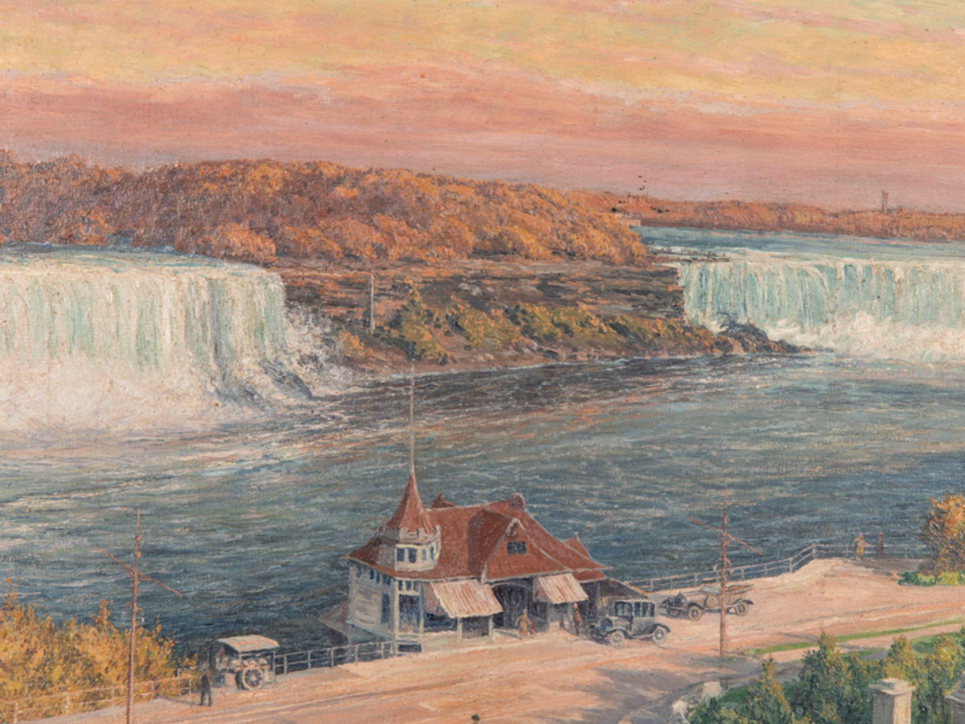 de Bruycker; Richard (1884 - 1948).Öl auf Leinwand; "Niagarafälle in der Abendstimmung"; 1928; - Image 2 of 6