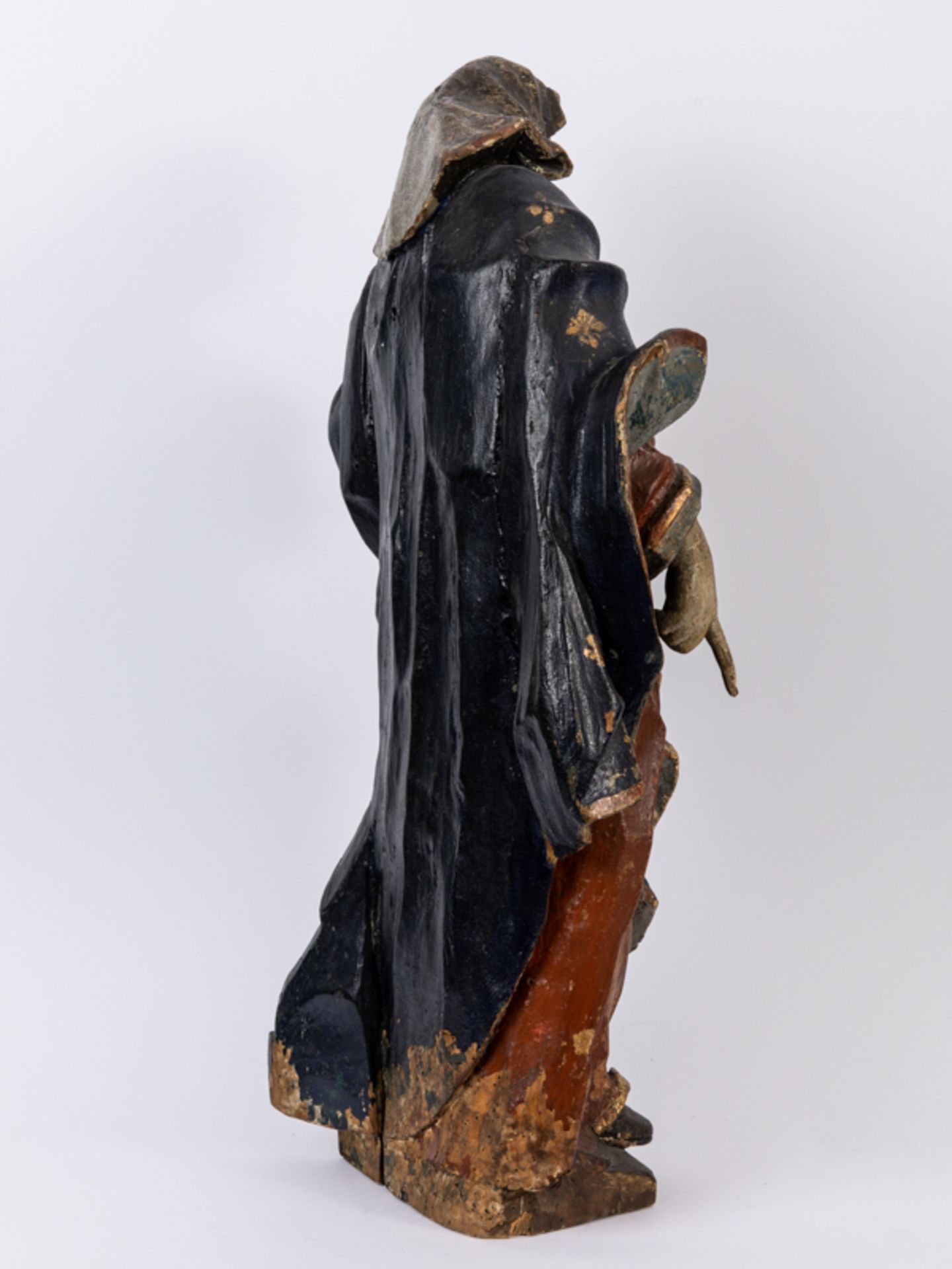 Große sakrale Barock-Skulptur (Hl. Maria ?); wohl süddeutsch; 18. Jh.Holz; geschnitzt und mit - Image 8 of 9