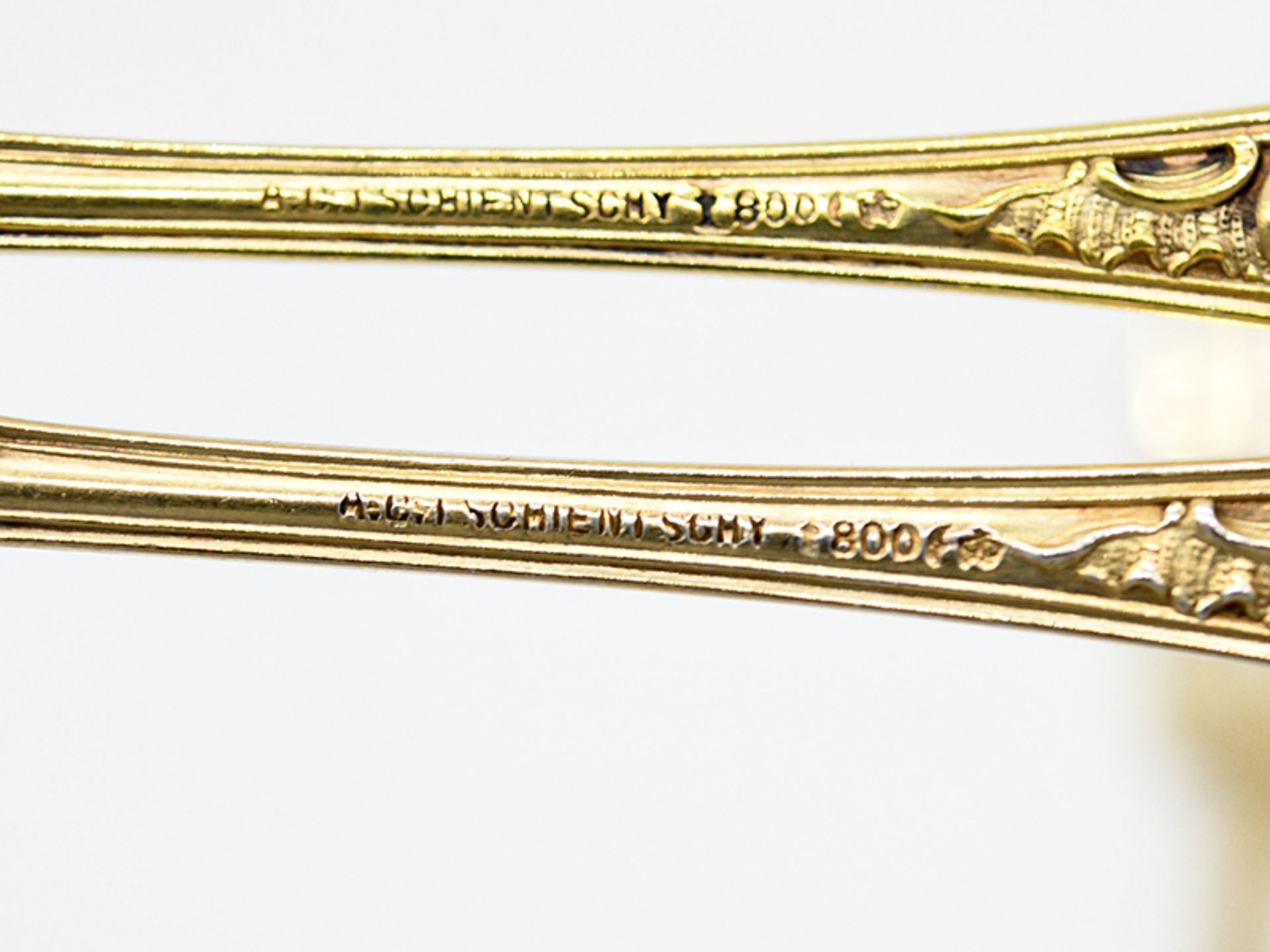 4 vergoldete Gabeln "Elisabeth"; Koch & Bergfeld; Bremen; um 1900.800/-Silber; vergoldet; - Image 4 of 4