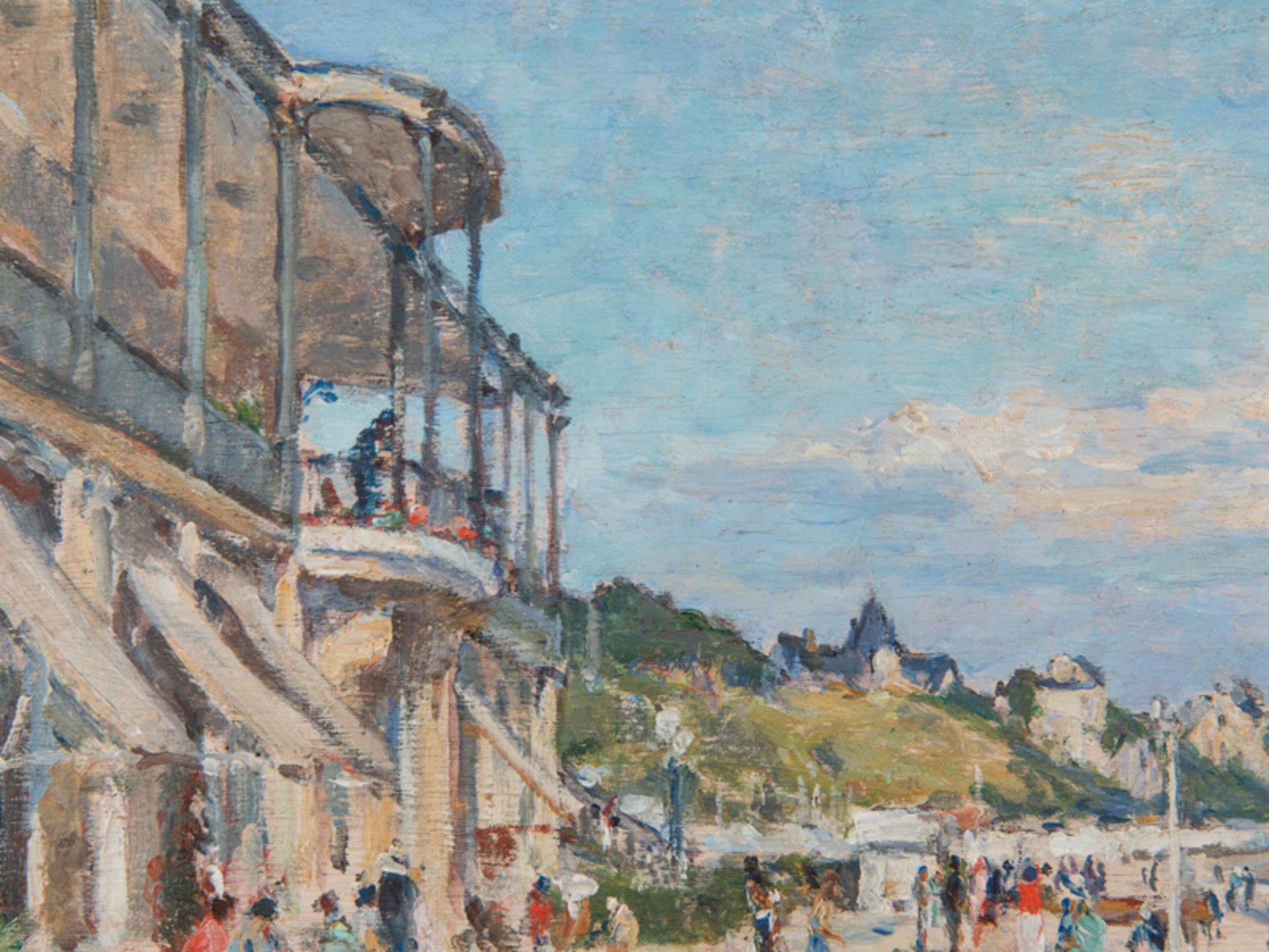 Binet; Georges  (1865 - 1949).<br><br>Öl auf Karton; "Auf der Promanade; Le Havre"; sommerlich-heite - Bild 3 aus 5