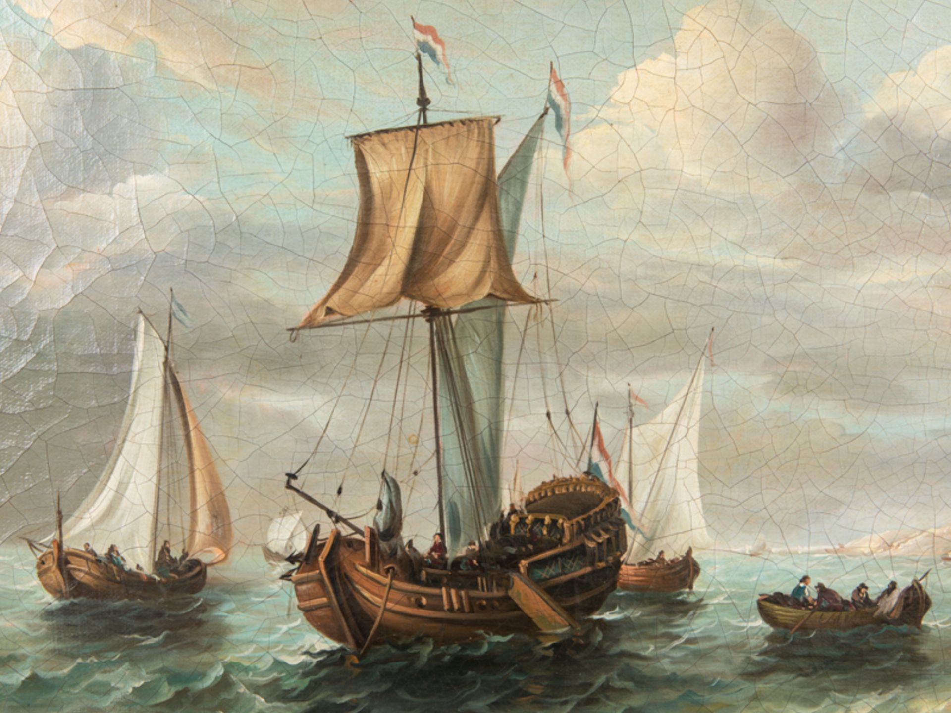 Holländischer Marinemaler des 19. Jh. (bez. "van Dören"?).Öl auf Leinwand; Paar Gegenstücke " - Image 9 of 11