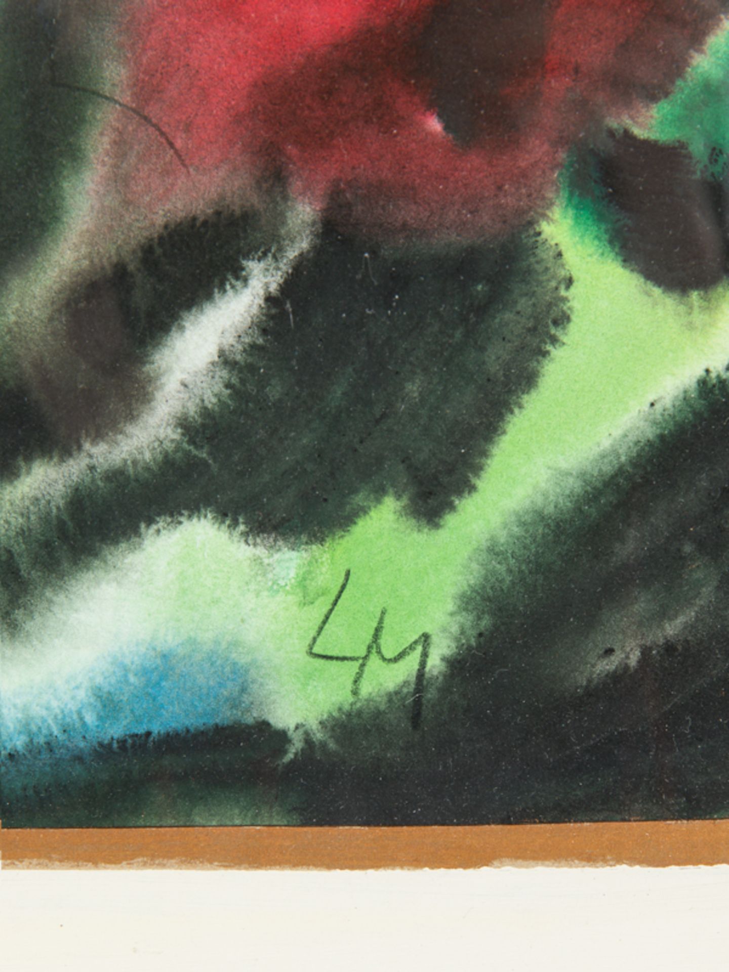 Malskat; Lothar (1913 - 1988).Aquarell auf Papier; "Rote Blumen vor blauem Hintergrund"; unten - Image 3 of 5