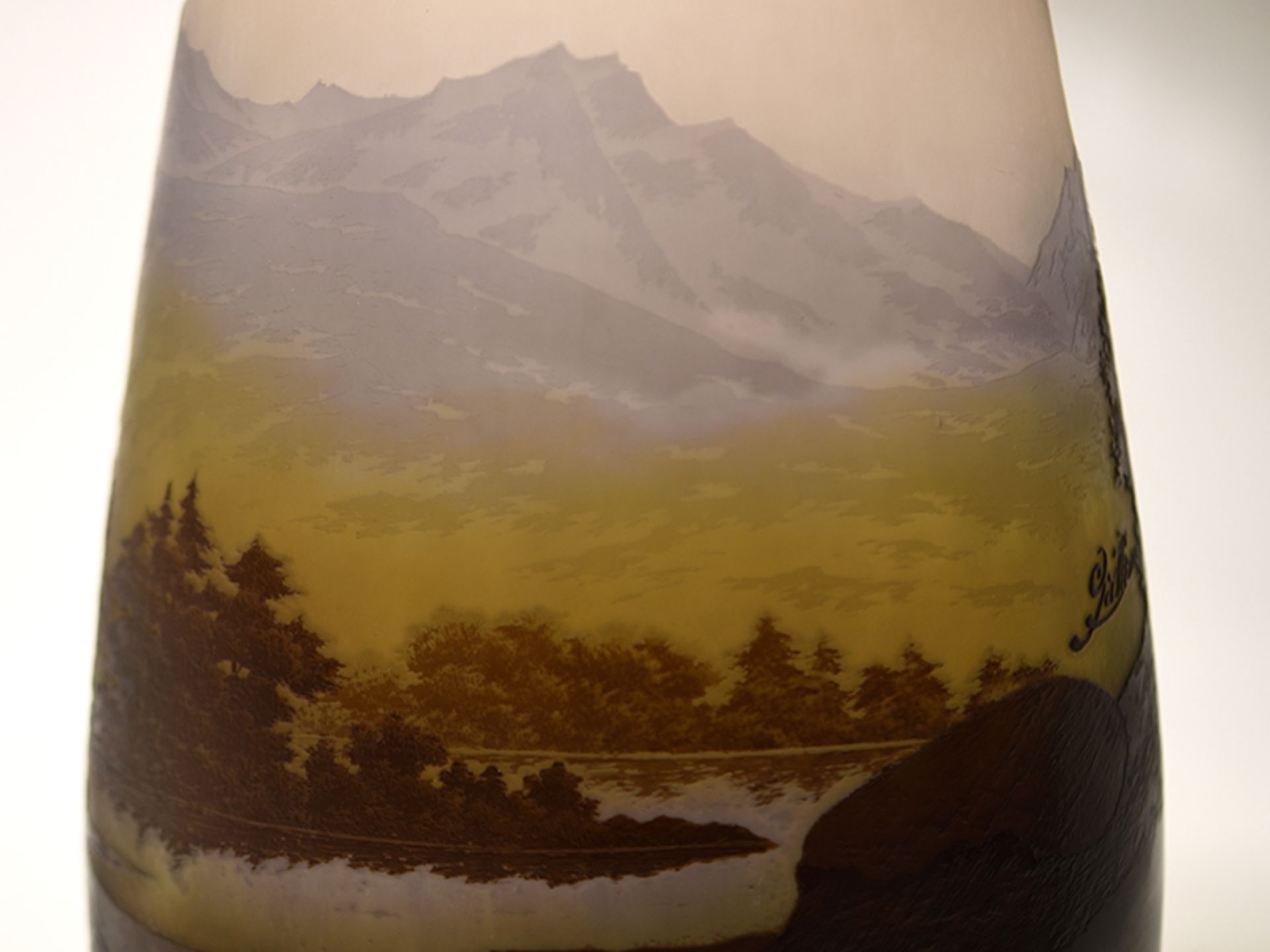 Große Jugendstil-Vase mit Landschaftsdekor; Emile Gallé; Nancy (Frankreich); um 1900/1904. - Image 5 of 5