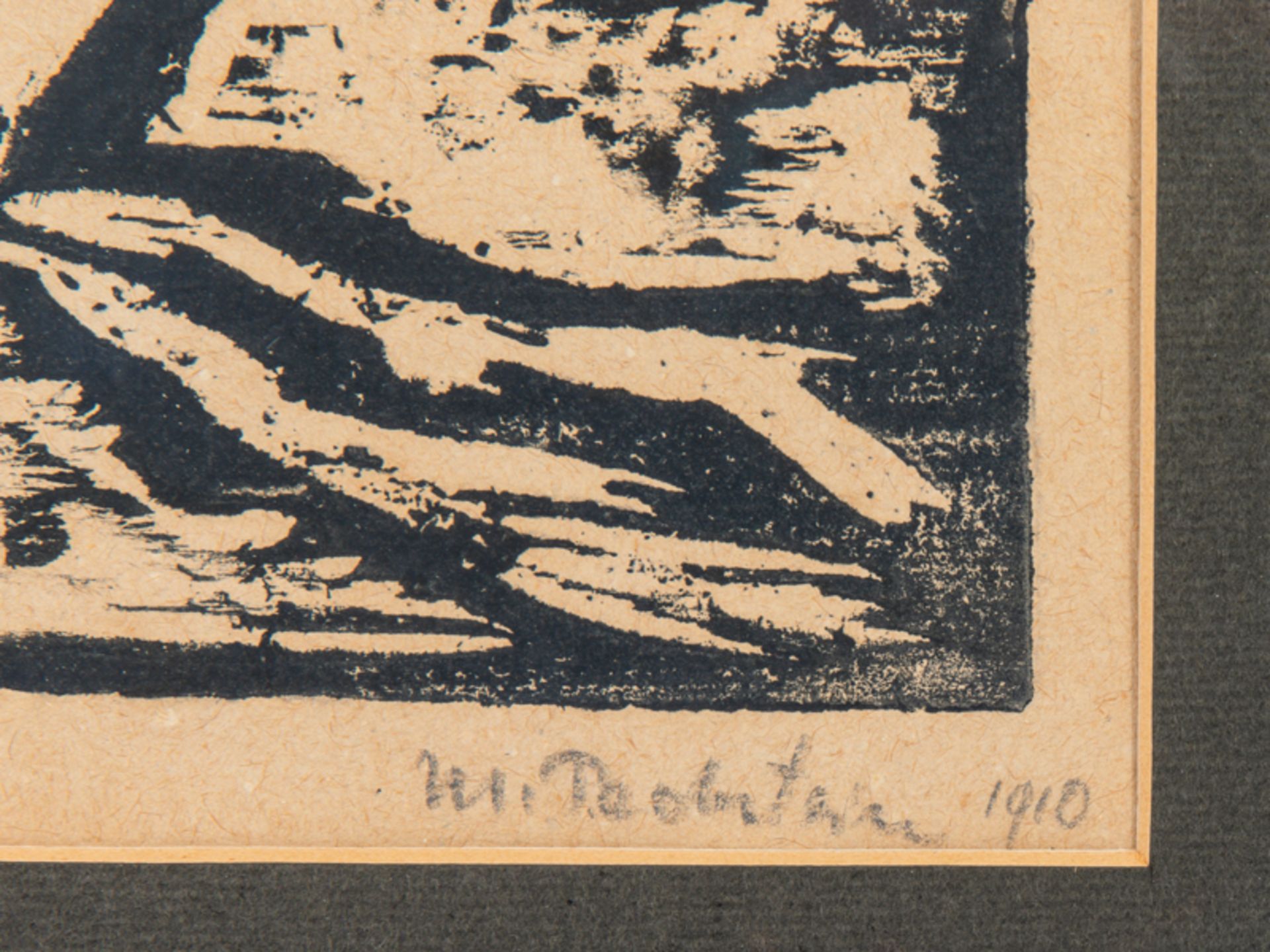 Pechstein; Hermann Max (1881-1955).<br><br>Holzschnitt "Hütten"; 1910; unten rechts signiert und dat - Bild 3 aus 5