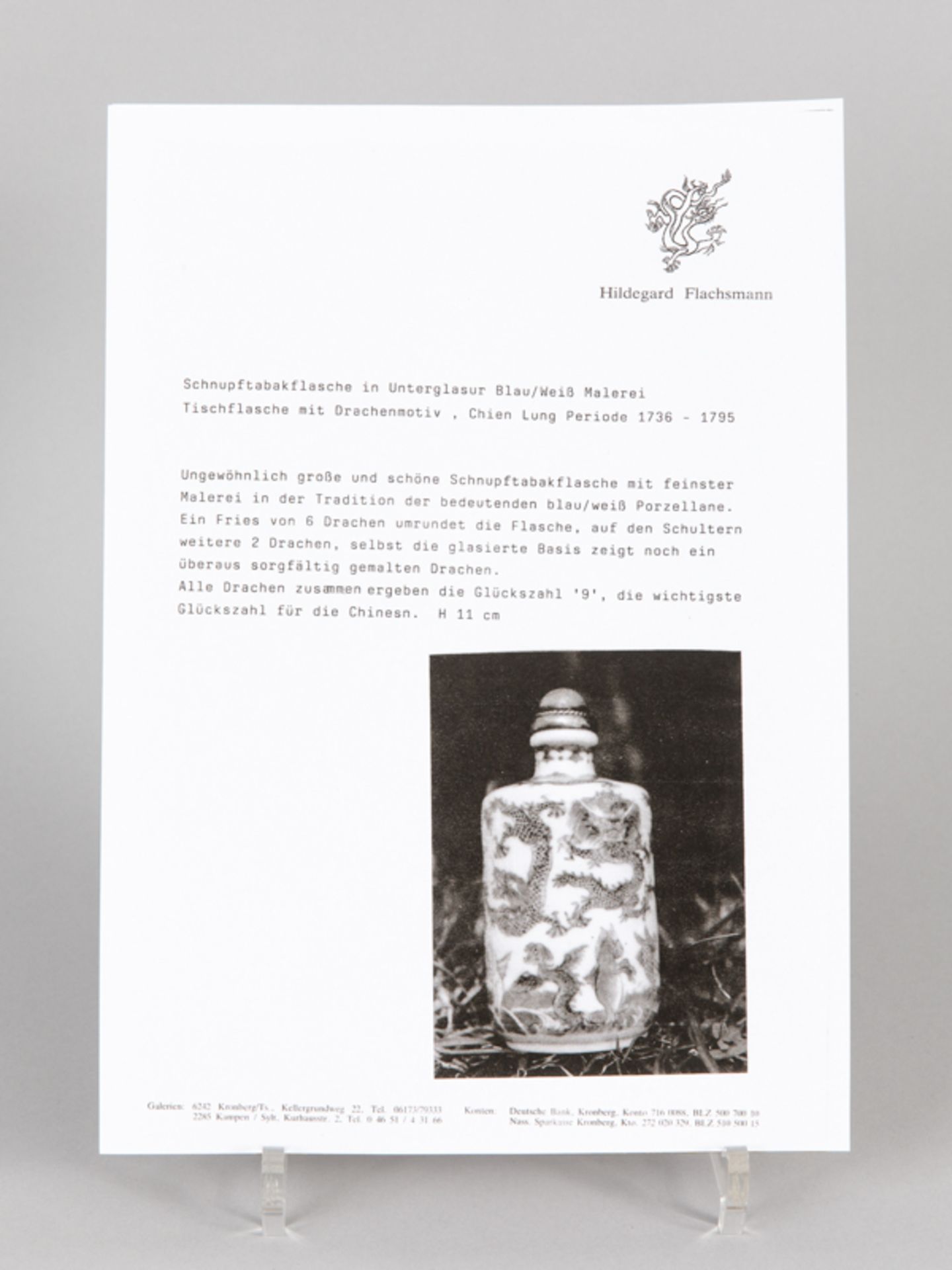 Größere Snuffbottle (Tischflasche) mit Drachen- u. Tier-/Figuren-Dekor; Chien Lung-Periode; China - Image 5 of 9