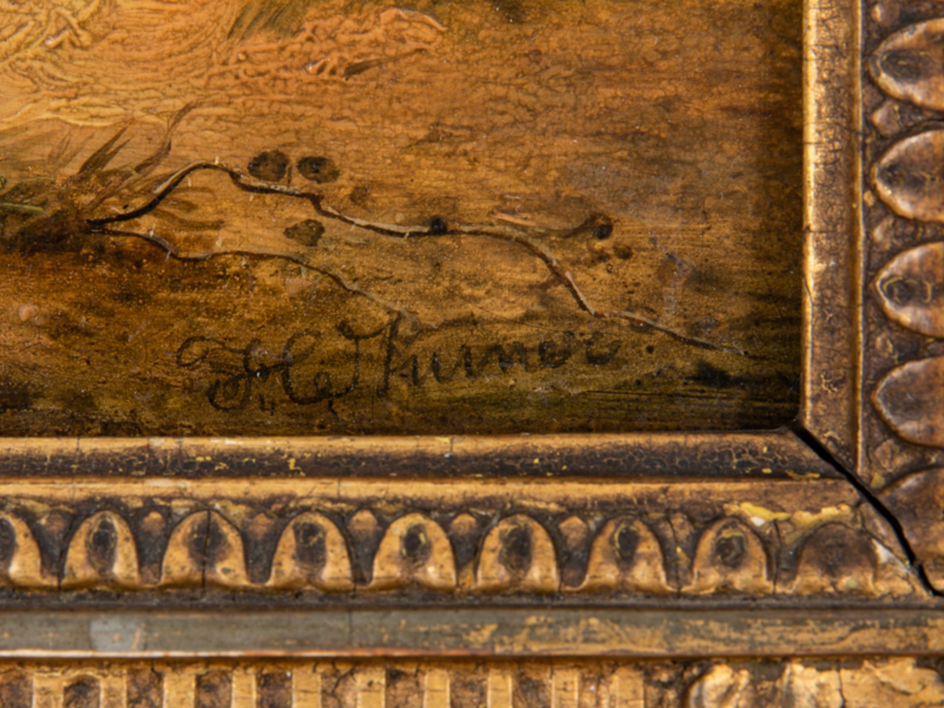 Englischer Tiermaler 18./19. Jh.Öl auf Holz; "Jagdhunde in Staffagelandschaften ; im Vordergrund - Image 5 of 7