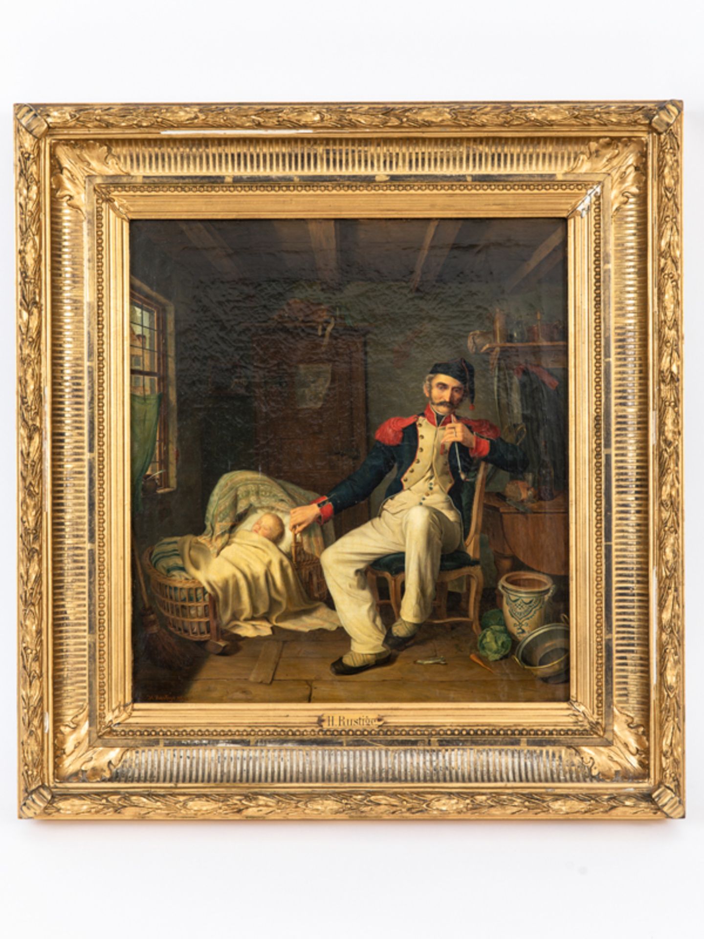 von Rustige; Heinrich Franz Gaudenz (1810 - 1900).<br><br>Öl auf Leinwand; " Der alte Soldat"; 1832;