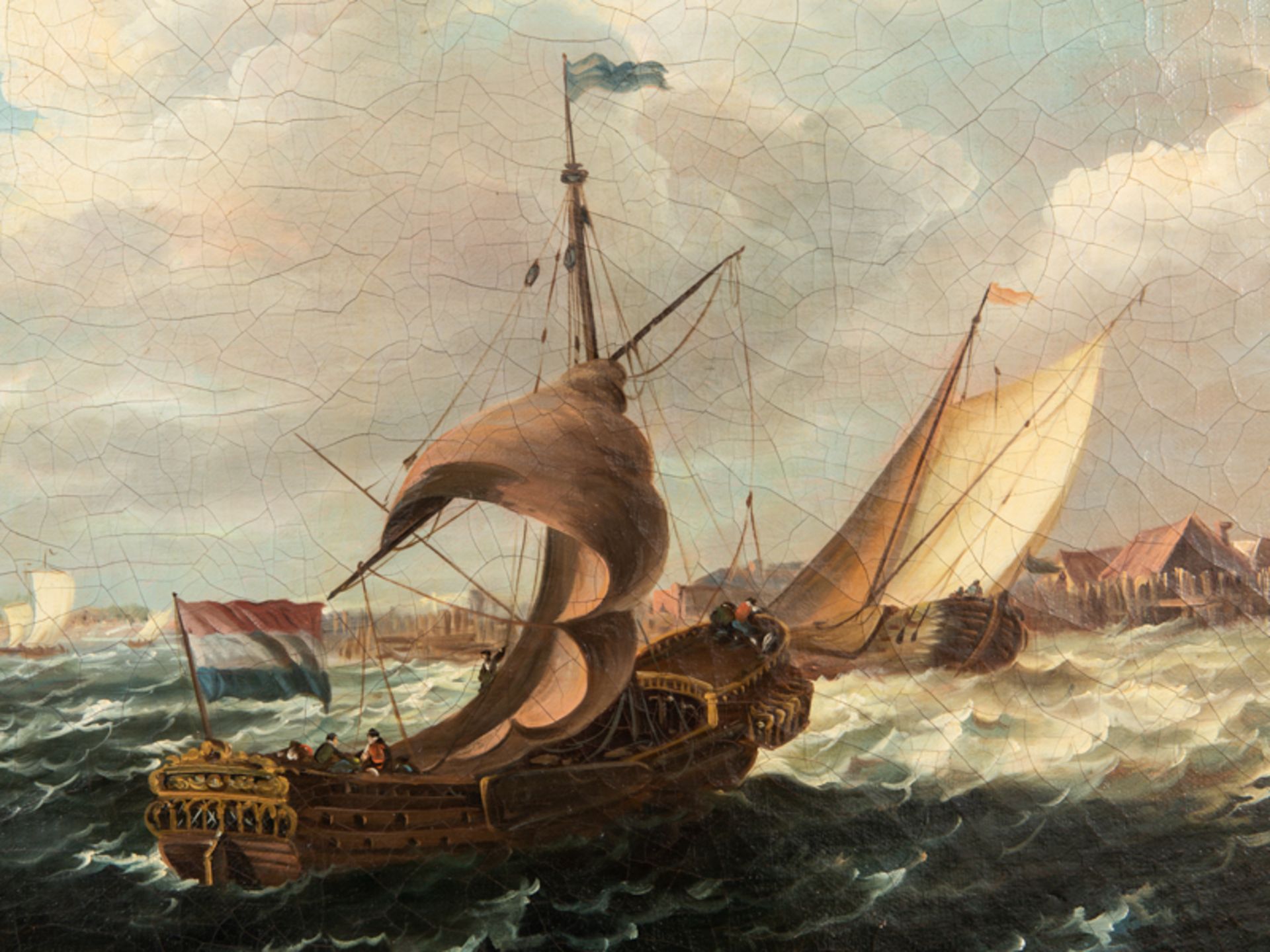 Holländischer Marinemaler des 19. Jh. (bez. "van Dören"?).Öl auf Leinwand; Paar Gegenstücke " - Image 3 of 11