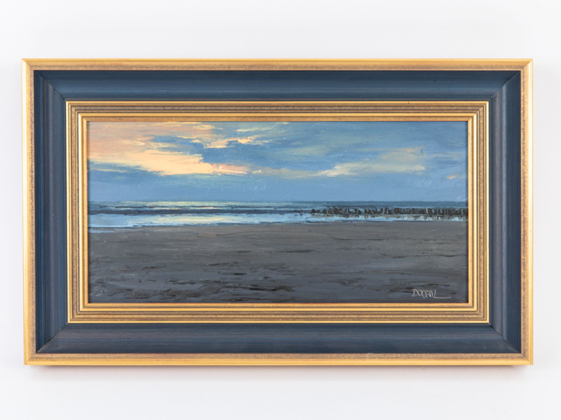 Dobritz; Stefan (*1965).Öl auf Leinwand; "Sonnenuntergang am Meer"; farblich ausdrucksvolle Küsten-