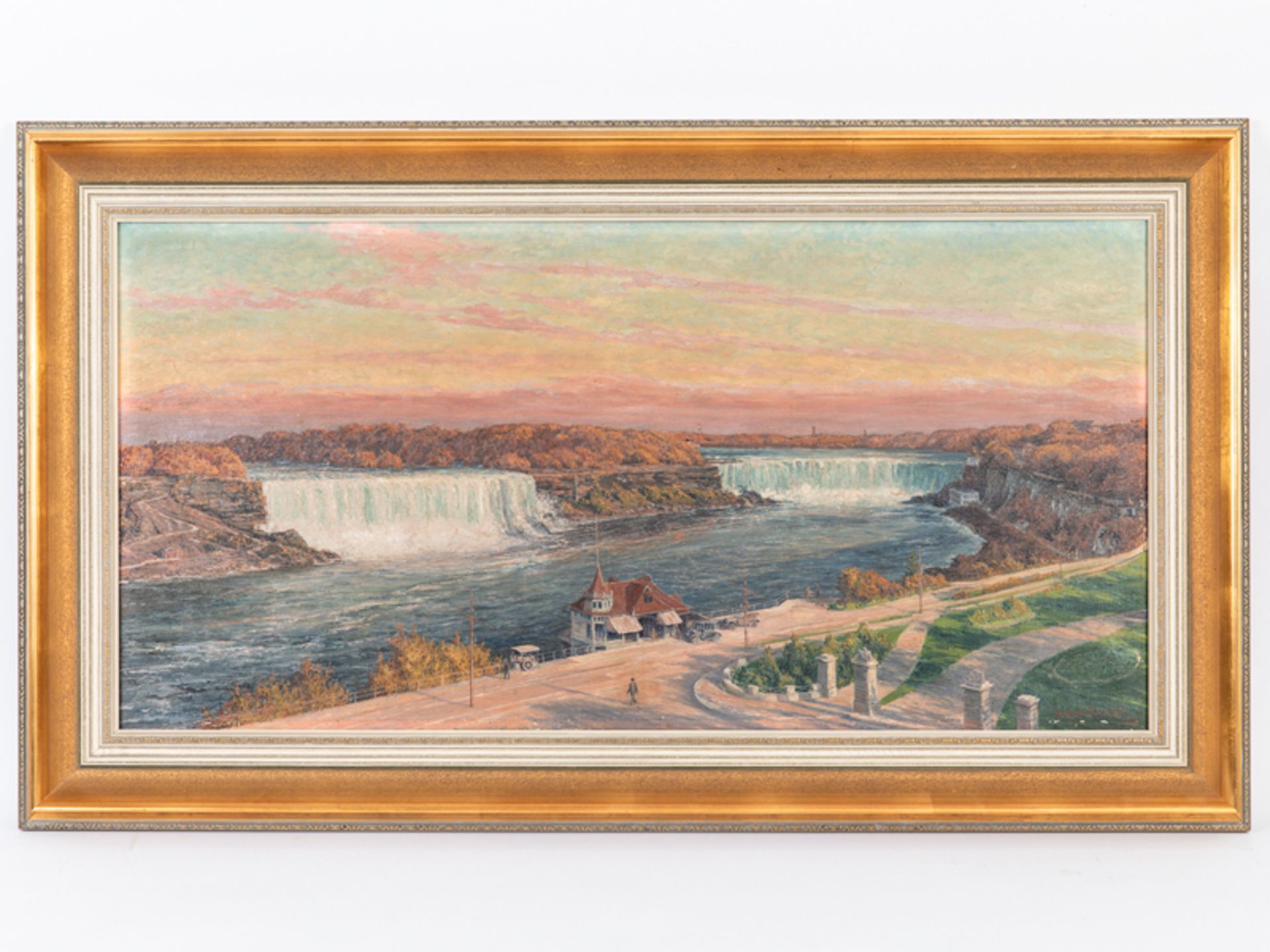 de Bruycker; Richard (1884 - 1948).Öl auf Leinwand; "Niagarafälle in der Abendstimmung"; 1928;