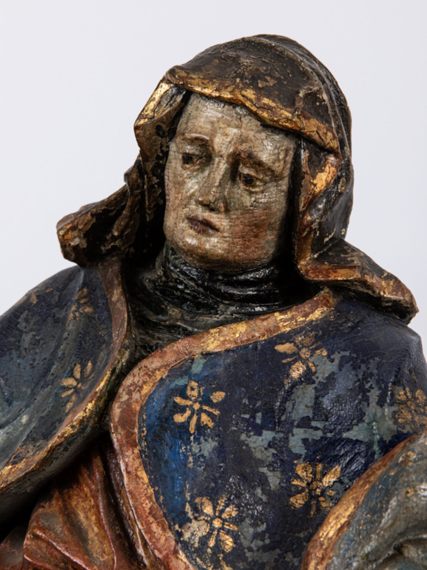 Große sakrale Barock-Skulptur (Hl. Maria ?); wohl süddeutsch; 18. Jh.Holz; geschnitzt und mit - Image 4 of 9