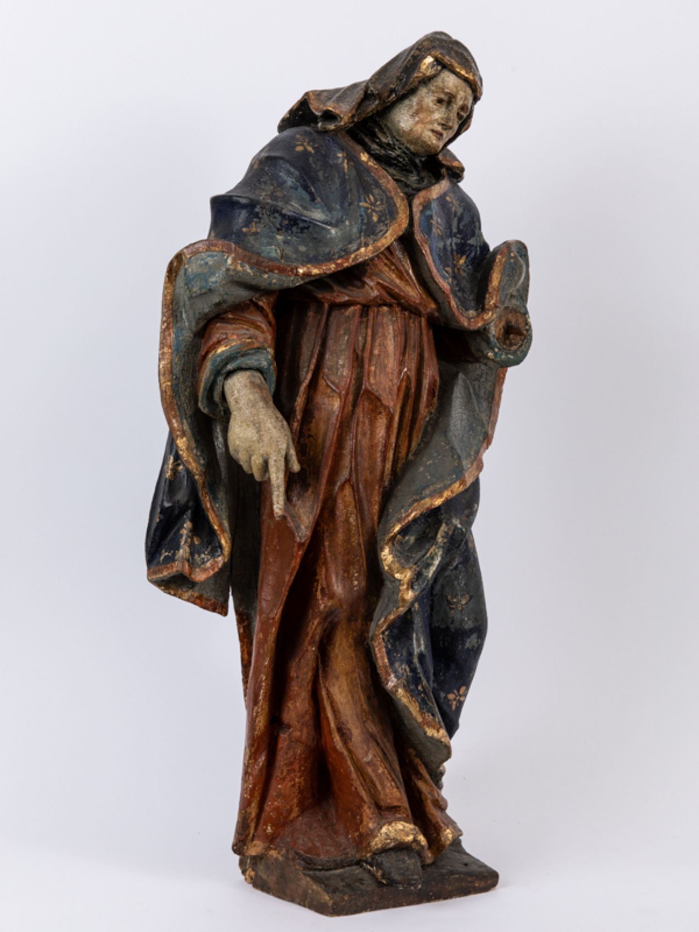 Große sakrale Barock-Skulptur (Hl. Maria ?); wohl süddeutsch; 18. Jh.Holz; geschnitzt und mit - Image 2 of 9
