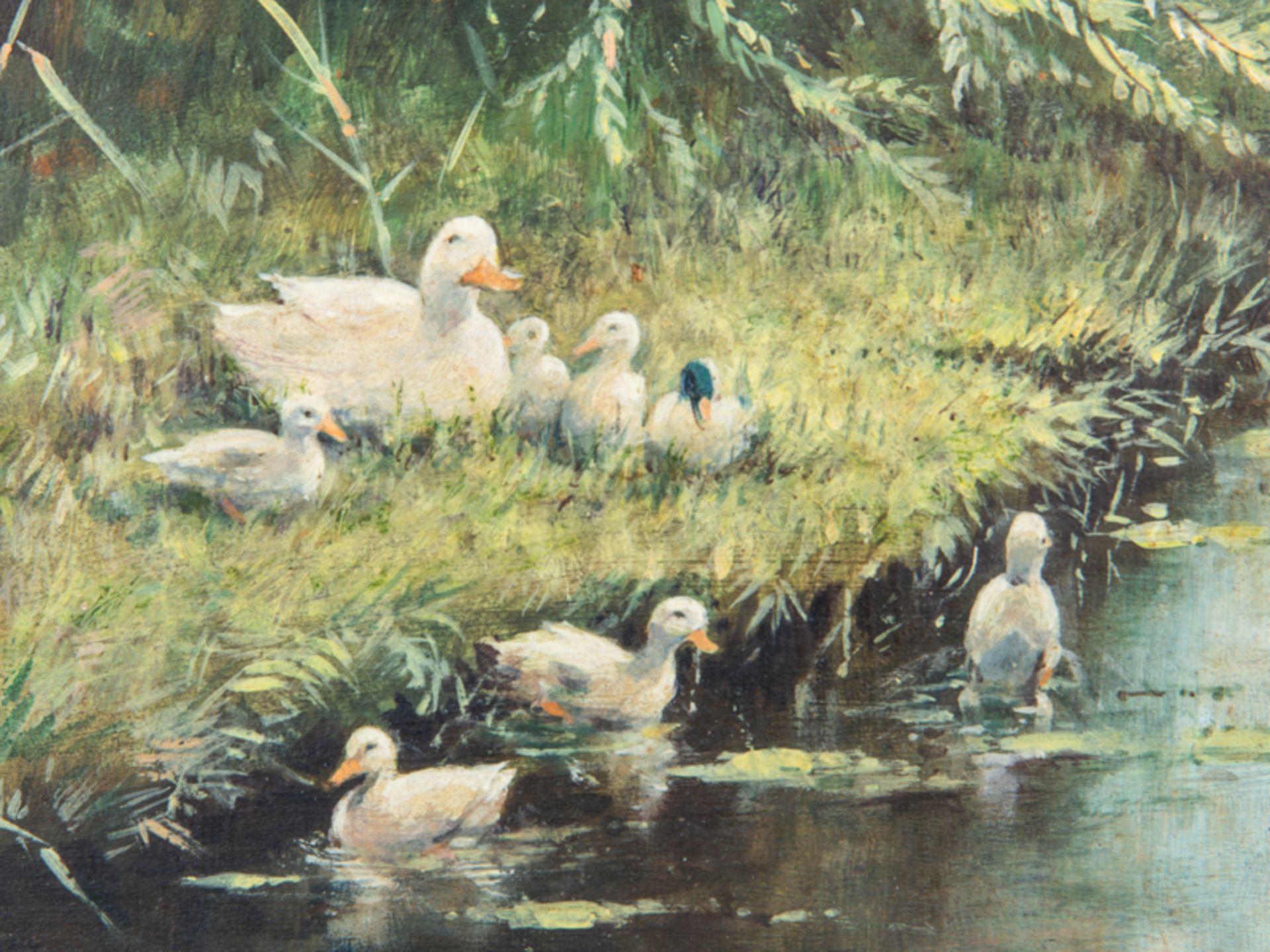 Artz; Constant (1837 - 1890).Öl auf Holz; "Enten am Bachufer"; unten rechts signiert "Constant - Image 2 of 5