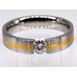 Ring mit Brillant ca. 0,25 ct, Goldschmiedearbeit, 21. Jh. br750/- Gelbgold und Platin.