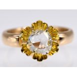 SolitÃ¤r-Ring mit Diamantrose ca. 0,60 ct, 20. Jh. br585/- Gelbgold. Gesamtgewicht ca. 3,9 g.