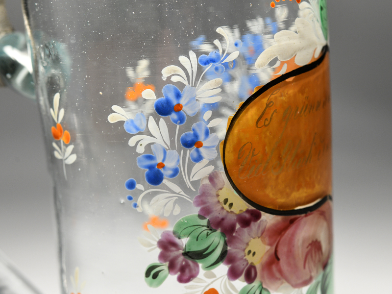 SpÃ¤tbiedermeier-Hochzeits-Humpen, BÃ¶hmen, um 1860. brFarboses Glas mit farbiger Blumen- und - Image 4 of 8