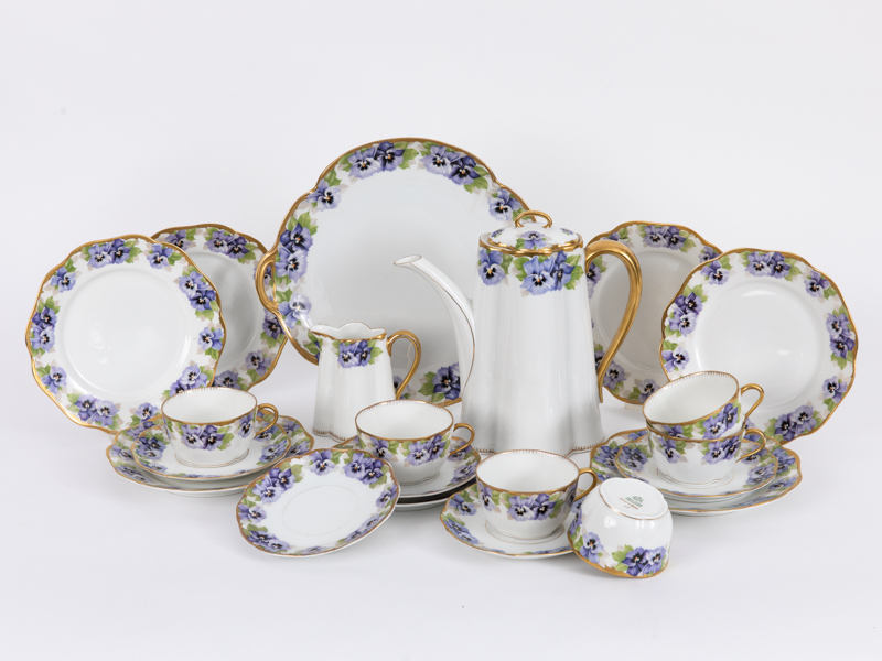 21-tlg. Jugendstil-Kaffee-Service "Viktoria Luise", Rosenthal, Anfang 20. Jh. brWeiÃŸporzellan mit