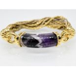 Armband mit Amethyst, 90- er Jahre. br750/- Gelbgold. Gesamtgewicht ca. 64,8 g. 16 einzelne