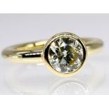 SolitÃ¤rring mit Altschliff-Diamant ca. 1,45 ct, 20. Jh. br585/- Gelbgold. Gesamtgewicht ca. 6,4