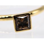 Designer-Ring mit goldbraunem Diamanten ca. 0,40 ct, Goldschmiedearbeit, 20. Jh. br750/- Gelbgold.
