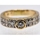 Bandring mit Brillant ca. 0,3 ct und 20 Brillanten, zus.ca. 0,15 ct, 90-er Jahre. br585/-