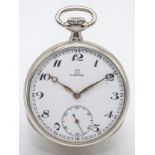 Taschenuhr, bezeichnet Omega, Anfang 20. Jh. brNickel. Gesamtgewicht ca. 76,3 g. Poliertes GehÃ¤use.